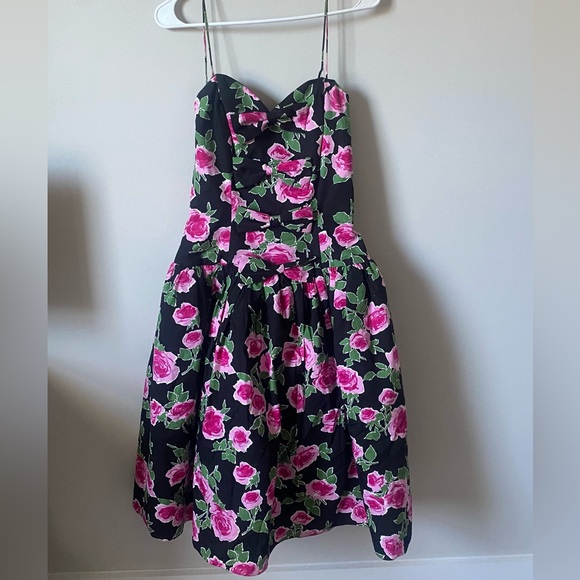 Beautiful vintage Floral pink black dress with tulle size 10 women’s - Picture 5 of 9